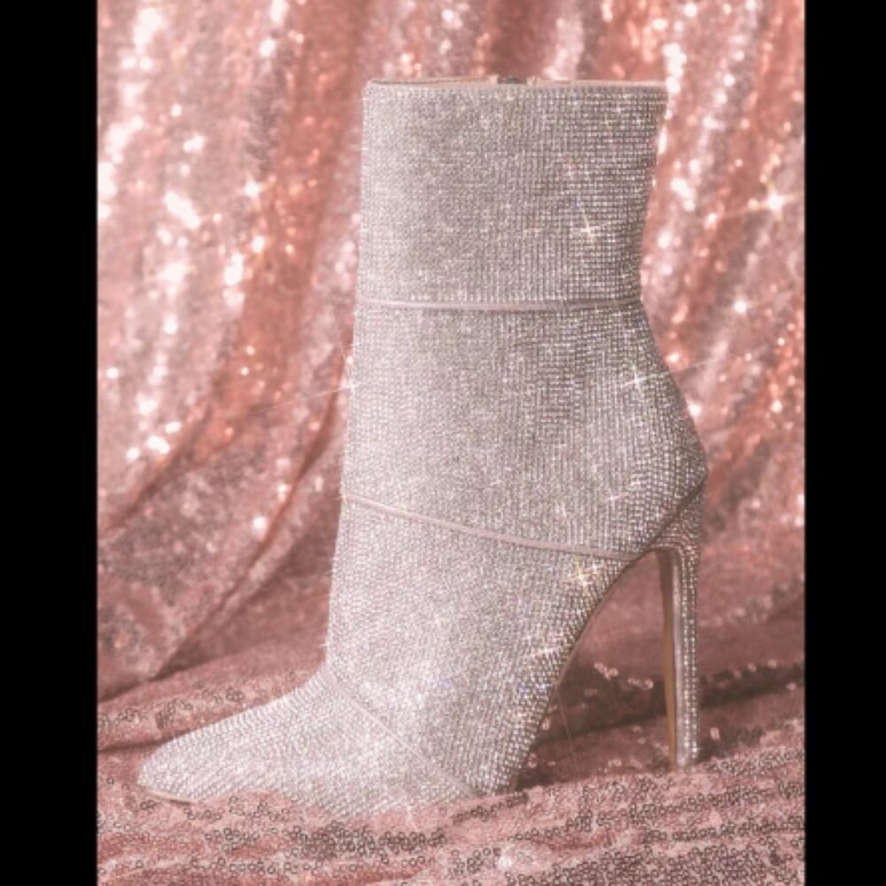 Steve Madden Rhinestone Bachelorette Bling Winona Stiletto Heel Booties 7.5